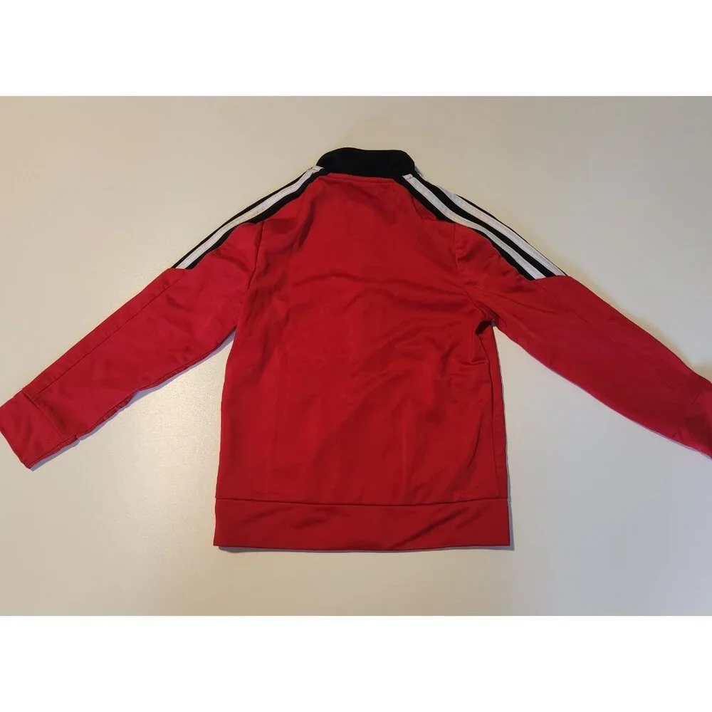 Youth Adidas Track Jacket Red Striped Arms Classic Full Zip‎ Boys Size 6 EUC